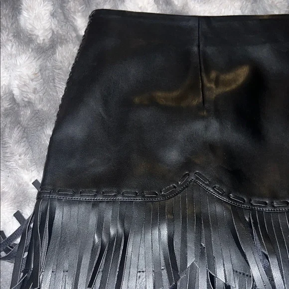 Idyllwind Black Leather Fringe Skirt - Picture 5 of 7